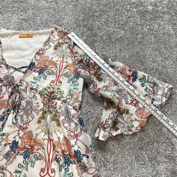 Emmer & Oat Dress Womens Large White Floral Allover Boho Long Sleeve Midi Ladies - Picture 9 of 12
